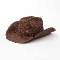 USPOP Hand-crocheted Natural Raffia Straw Cowboy Hat for Women Men Summer Wide Brim Sun Hat Outdoor Breathable Beach Caps - Image 3