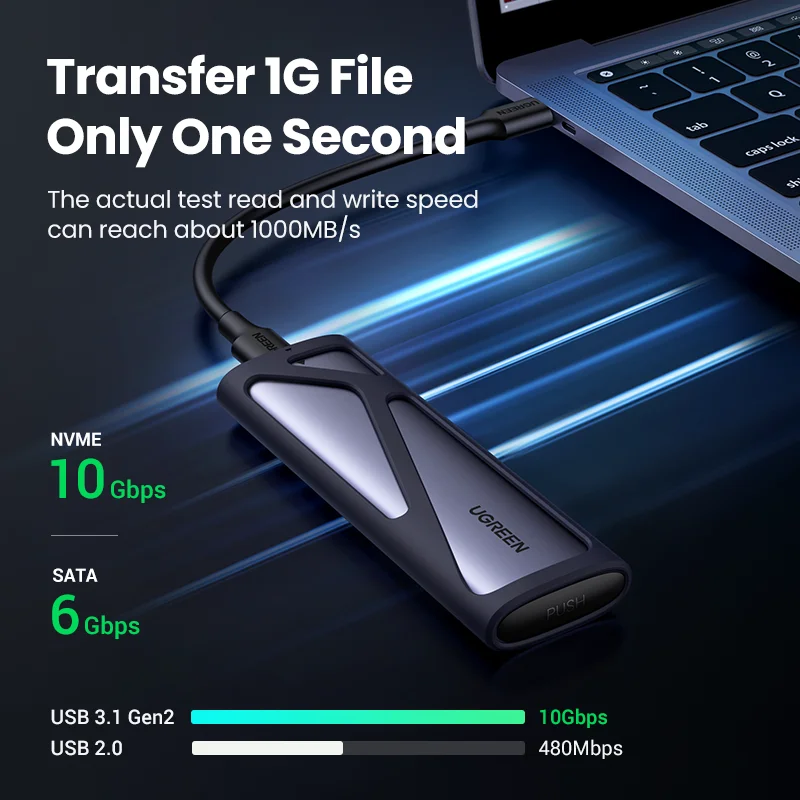 High Performance 10 Gbps USB 3.2 Gen 2 Bridge Chip No Cable Need M.2 NVME to USB 3.2 Adapter Support 2242/2260/2280 Size SSD M-Key M.2 NVME to USB Type-A and Type-C Card M.2 HDD Adapter 