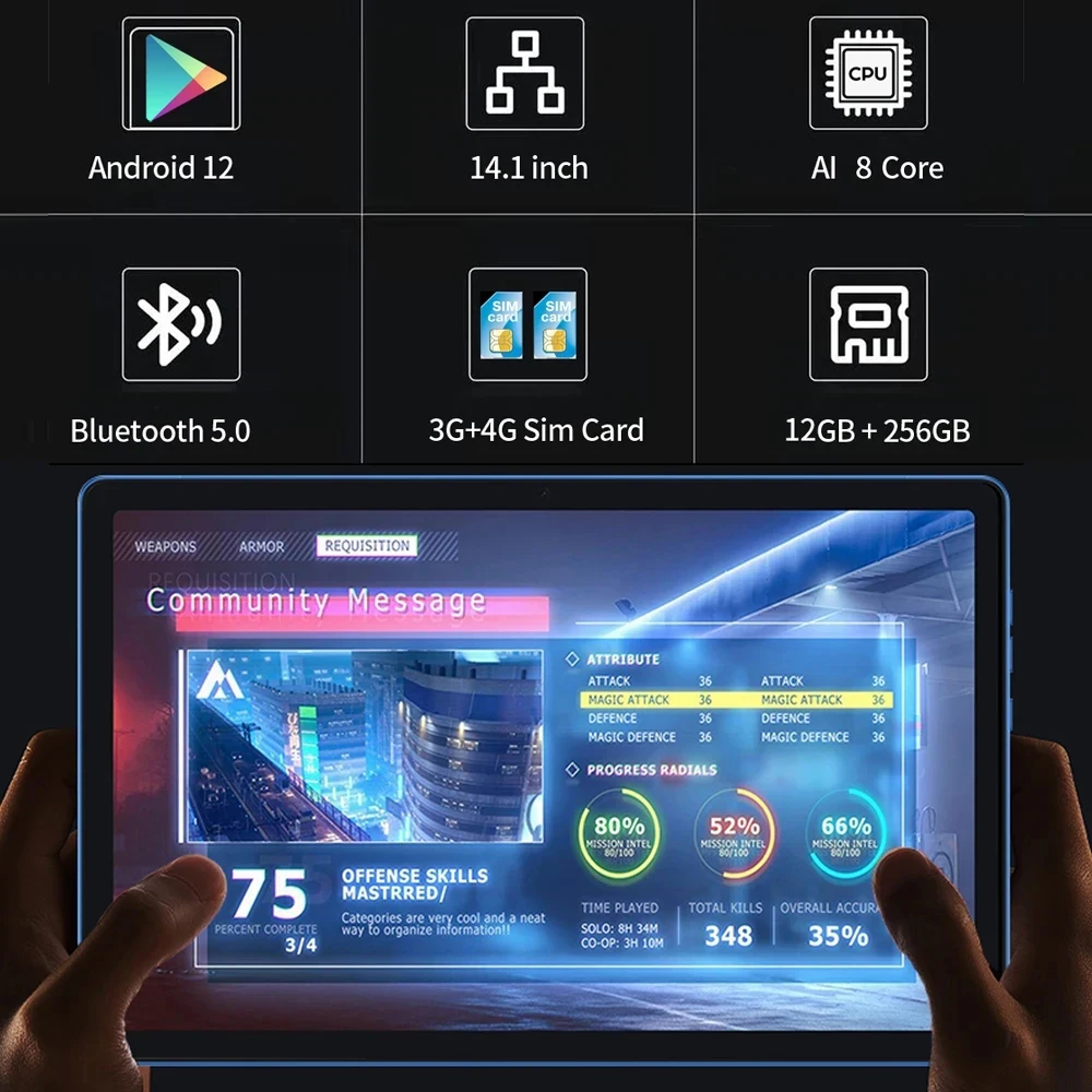 New Flagship Super Large 14.1 inchAndroid 12 Tablet Pc 12+256GB PhoneCall 5G WlFl tablet ПnaHwer Best ForRead Music Sheets 2