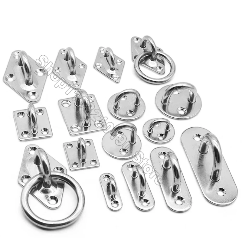 M5 Piastra Oculare,4 Pezzi Placca Oculare Ganci in Acciaio Inox,Rhombic U Piastre Occhiello,Piastra Ancoraggio Gancio da Muro con Occhiello Gancio Soffitto con Viti per Appendere Gancio Fisso