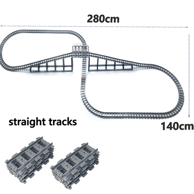 City Trains Track Rail Bricks Model straight curved soft Flexible Switch Uphill Tracks Railway  Building Blocks kids Toys 1