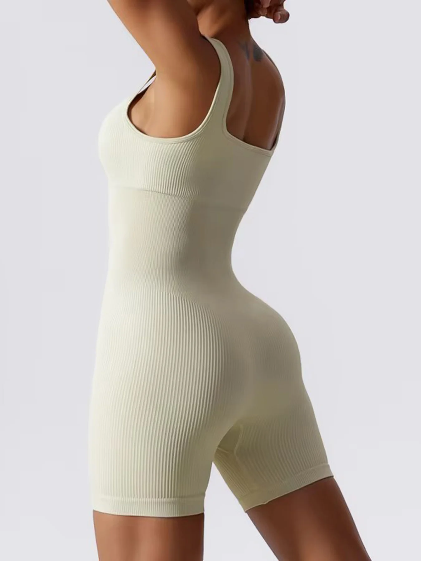 Women's sexy threaded yoga suit jumpsuit sleeveless high elasticity quick drying breathable jumpsuit shorts push up sportswear 1