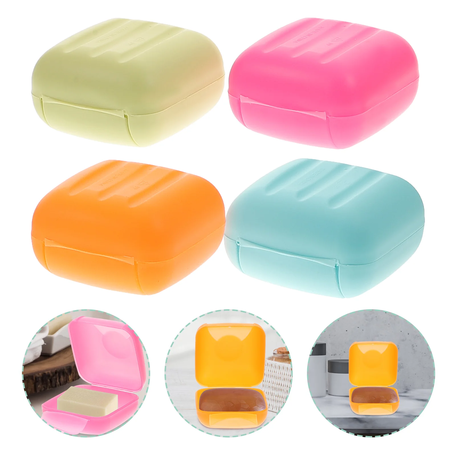 4pcs Soap Box Travel Sealed Portable Holder Household Soap Dish Bathroom Savers Case Container for Camping Gym Small Size (
