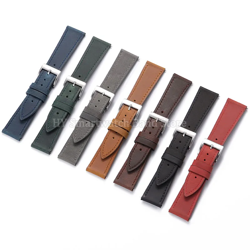 Elegant Universal Leather Watch Strap - Quick Release Fashion Band in Black and Brown