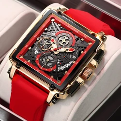 LIGE New Mens Watch Top Brand Luxury Waterproof Quartz Square Wrist Watches for Men Date Sports Silicone Clock Male Montre Homme