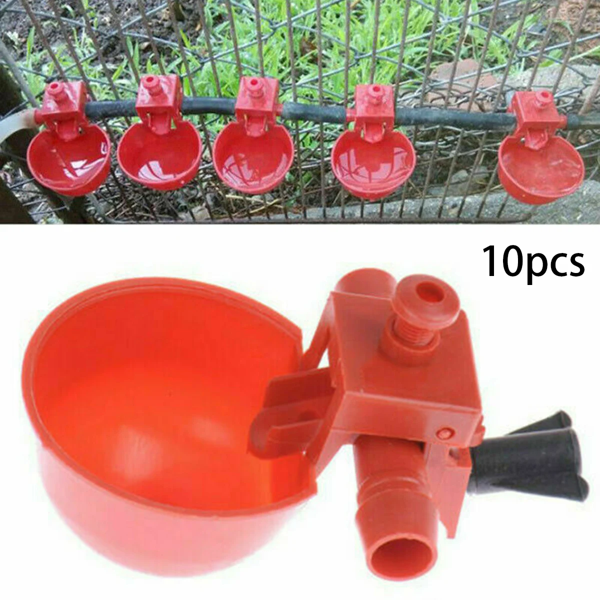 Poultry Drinking Cup Chicken Hen Plastic Automatic Waterer For 9.5 Mm Pipe Diameter Commercial Chicken And Poultry Farms 10PCS