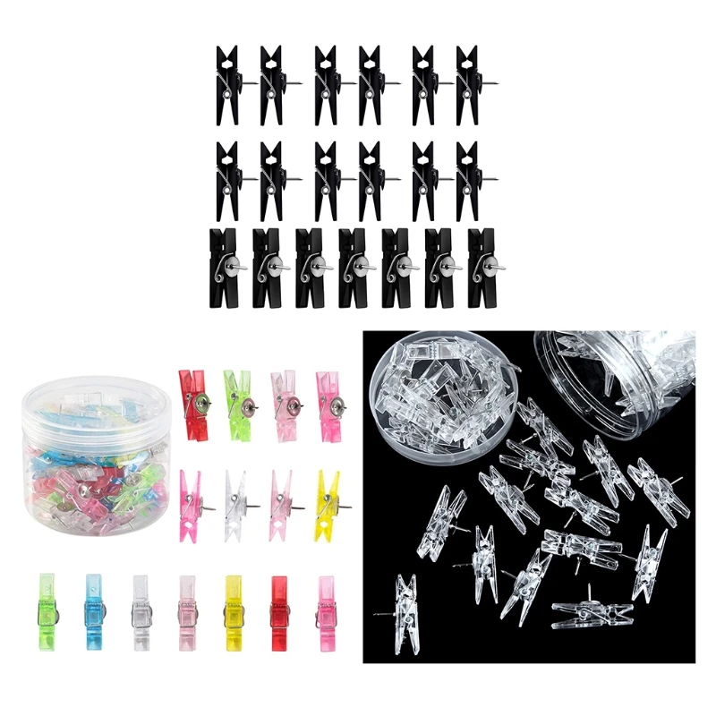 

20pcs/Pack Decorative Colored Pushpins Set Clear Binder Clip-like Thumb Tacks Set for IDEAL for Displaying File Photo Po D5QC