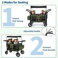 Poussette pliable 4 places tout-terrain pour enfants avec auvent, plateau à collation, harnais 5 points, capacité de charge de 150 kg 6