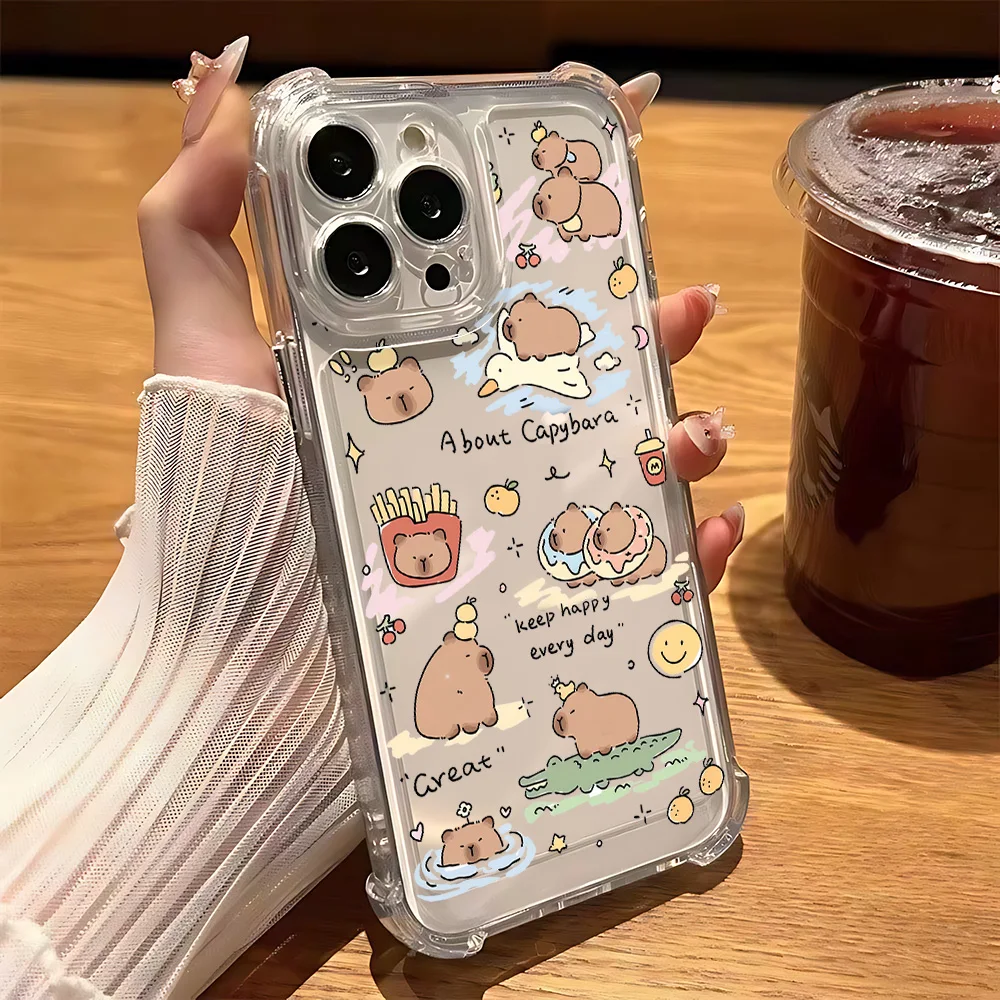Capybara Cartoon Clear Anti-Fall Phone Case