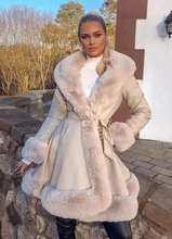  Coat Women Winter Fashion Faux Fur Lace Up Belted Long Coats Luxy Elegant Ladies Parka Warm Jacket Leather Jackets Plus Size 