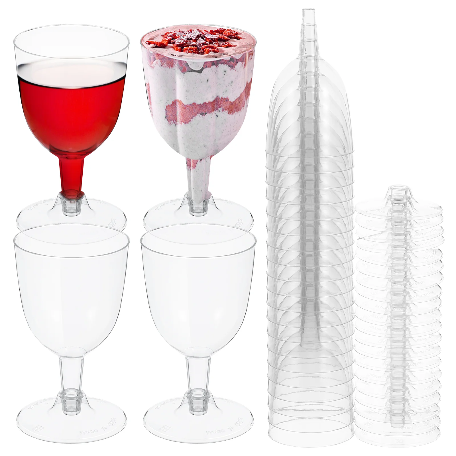 

20Pcs Disposable Red Wine Glasses Champagne Flutes Cups Cocktail Goblet Ice-Cream Mousse Cup Wedding Party Bar Supplies