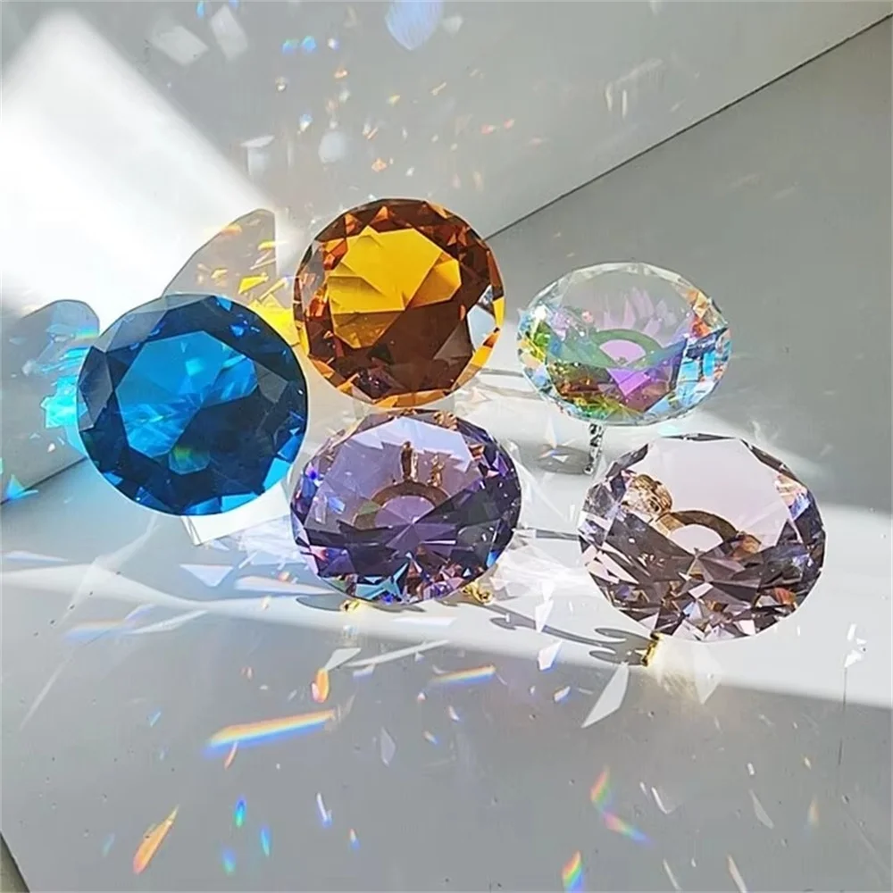 Colors Crystal Diamond Shaped Paperweight Decorative Cut Glass Giant Gemstone Wedding Home Decoration Christmas Gift 5