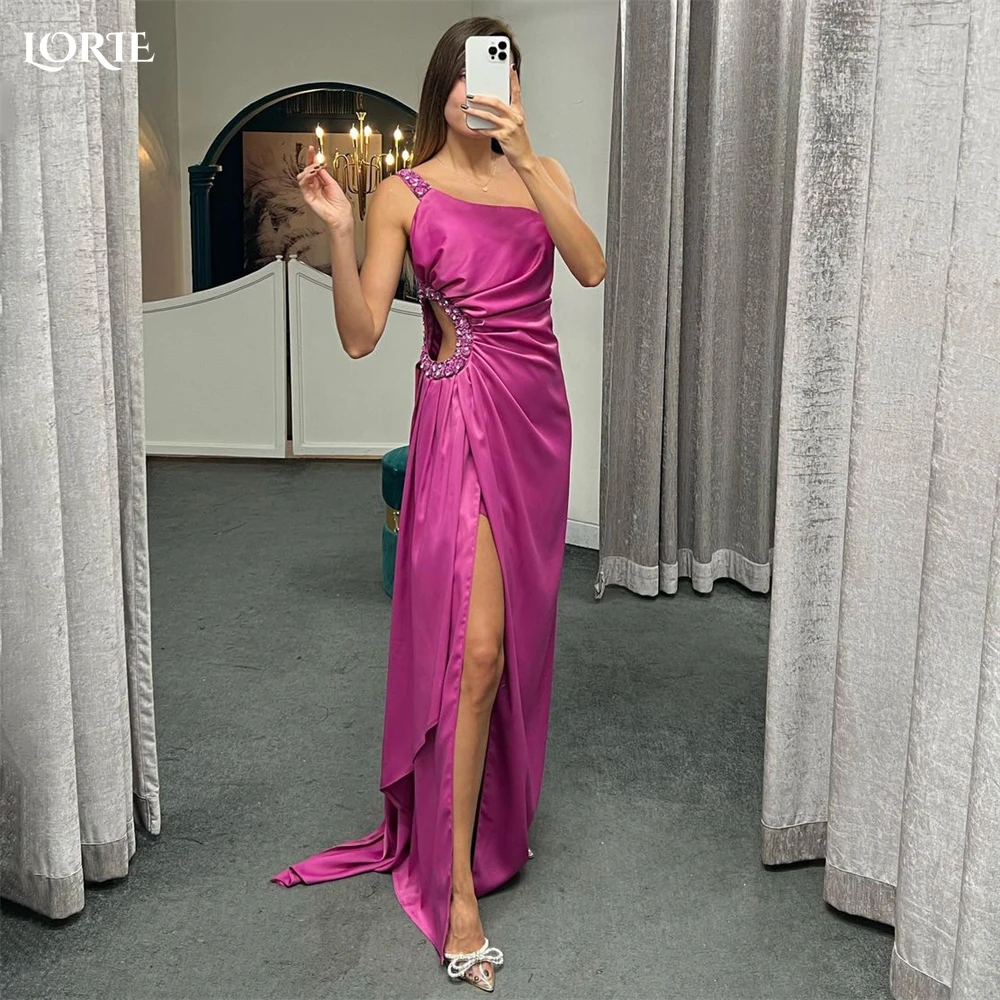 

LORIE Luxury Solid Mermaid Evening Dresses One Shoulder Cut-Out Side Slit Pleated Prom Dress Arabia Dubai Celebrity Party Gowns