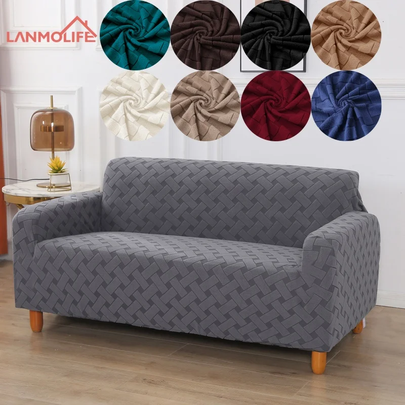 

LANMOLIFE Jacquard Elastic Sofa Covers For Living Room Couch ArmChair Protector Sofa Slipcovers Home Decor 1/2/3/4 Seater L Shap