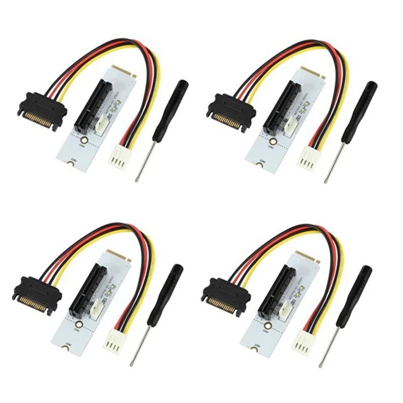 

4 шт., адаптер NGFF M.2-PCI-E 4X, адаптер M2 Key M-Pcie X4 с кабелем питания SATA, карта расширения M2 Suppot 2260 2280