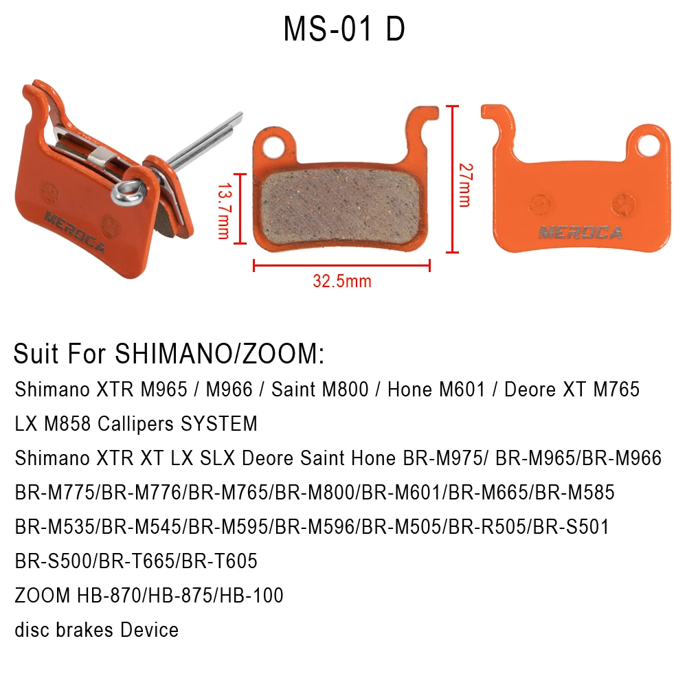 Plaquettes De Frein MEROCA DS-01B Pour Shimano Deore M446 M495, Neuves, Orange