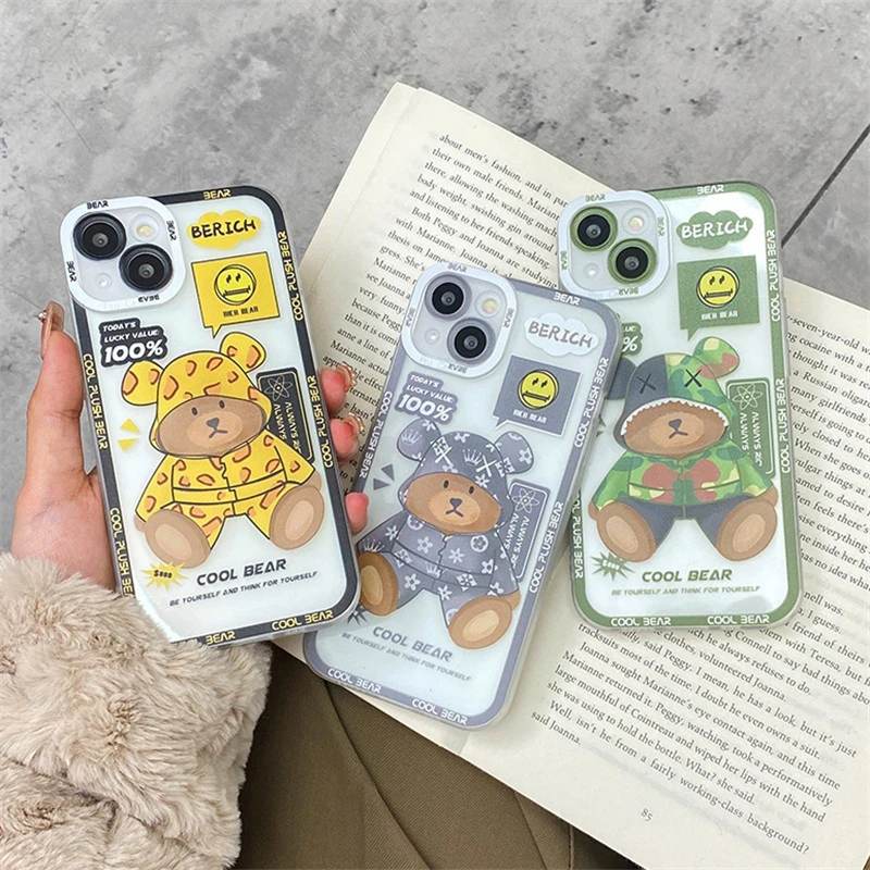 Fashion Leopard Print Bear Phone Case For Iphone 13 Pro Max 12 11pro Xs Max X Xr 7 8 Plus Cute Dream Cloud Shockproof Soft Cover Aliexpress