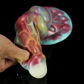 SMMQ Liquid Silicone Dildo Realistic Alien Shape Luminous Butt Plug With Suction Cup Sex Toy For Women Sexual Fantasy Products 3