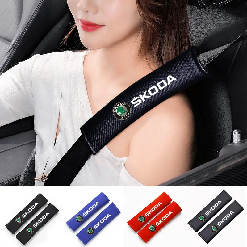 

Car Seat Belt Covers for Skoda octavia 2 a7 a5 rapid fabia yeti superb KAMIQ KAROQ kodiaq SCALA citigo virs Accessories Interior