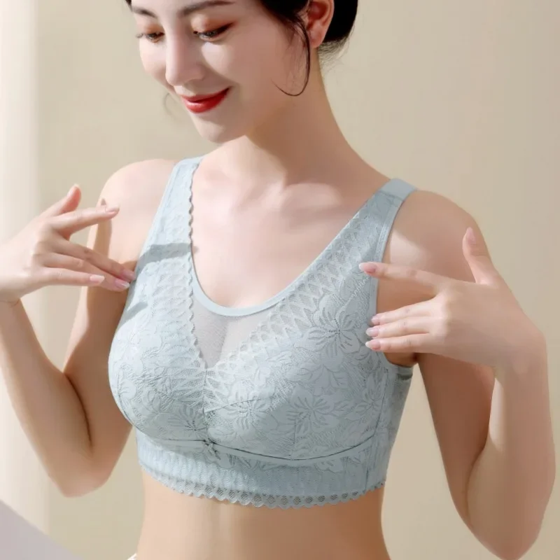 Women's Underwear Large Size Thin Full Cup Chest Reduction Push up Bra Wireless Anti-Sagging Big Chest Breast Contracting Bra