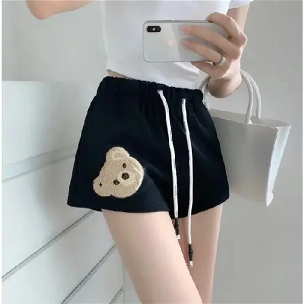 

Cartoon Casual Korean Harajuku Y2k Clothes Shorts Bear Print High Waist Loose Punk Streetwear Summer Rave Cycling Homewear Short