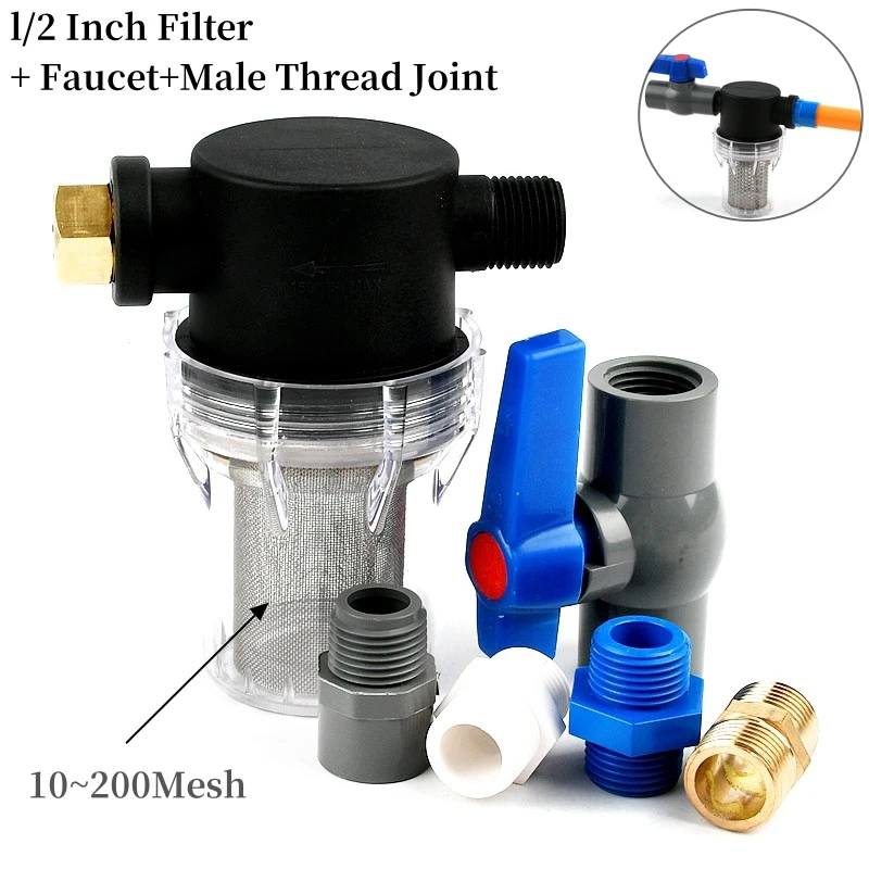 

1/2" Garden Watering Filter Agricultural Irrigation Impurity Prefilter Aquarium Water Pump Filters With Valve Faucet Strainer