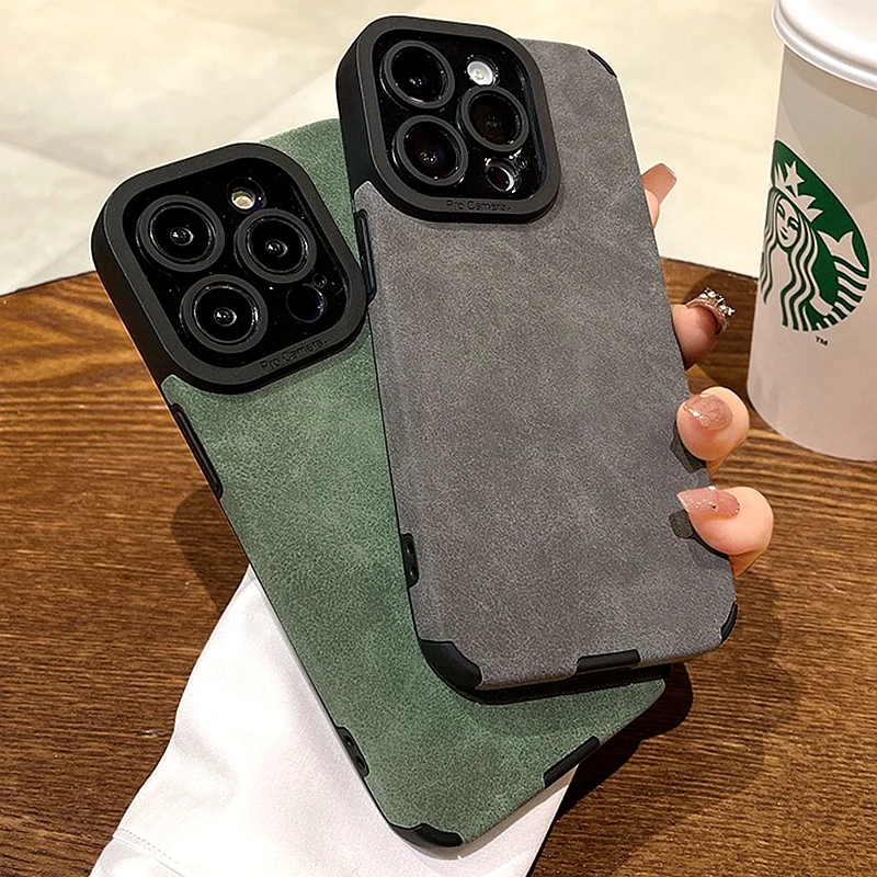 

Luxury Cortex Leather Phone Case For iPhone 15 14 13 12 11 Pro Max X XS XR 7 8 Plus SE 2020 2022 Soft Silicone Cases Cover