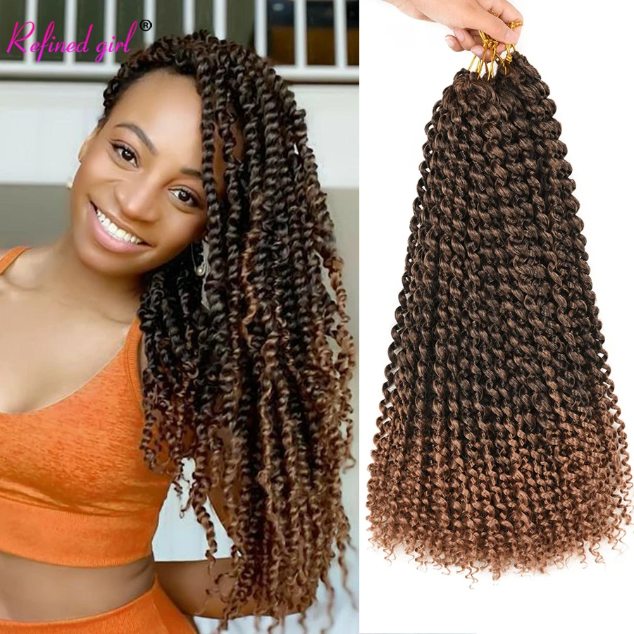 

ombre passion twist hair Crochet Braids Black Brown Synthetic Curly Braiding Hair Extensions For Black Woman 22 strands/pack