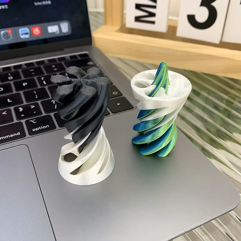 3D Printed Toy 3D Printed Spiral Cone Ornaments Helix Screw Rotating Stress Reducing Tool Pyramid Passthrough Mini Vortex Thread Illusion Gift