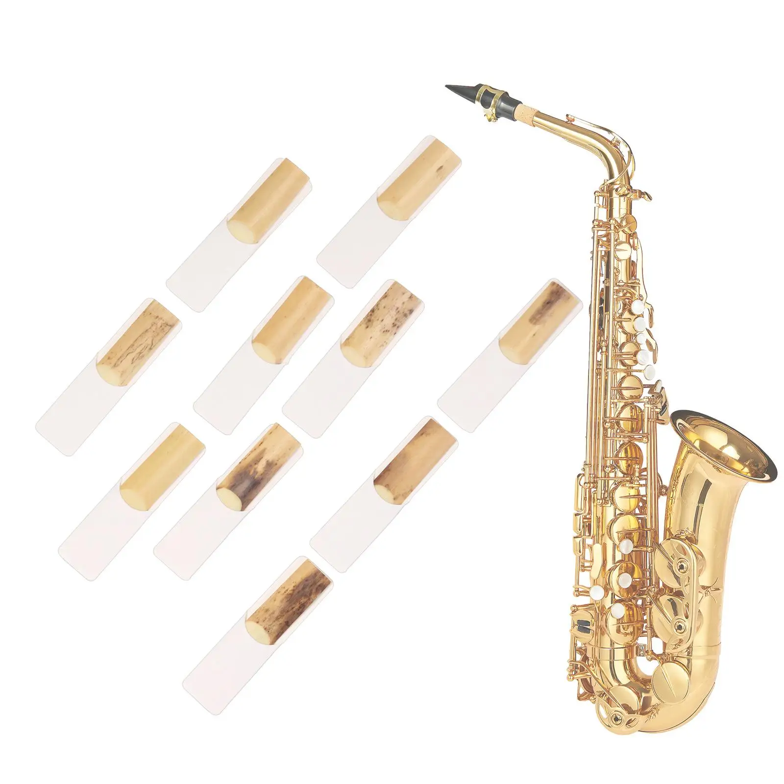 

10x Alto Saxophone Reeds Replacement Strength 2.5 Durable Accessory Alto Sax Reeds for Beginner Woodwind Instrument Alto Sax