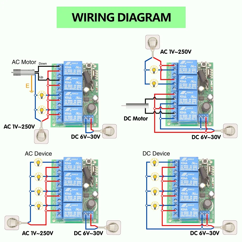 RF   ġ, 433MHz DC 6V 12V 24V ǽ  10A  ù, 500m ۽ű,  ¦  LED