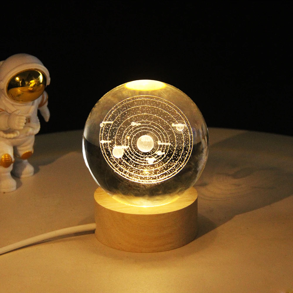 3D 크리스탈 볼 크리스탈 레이저 태양계, Sany 스타일, 생일 선물, 유리 홈 데코, 홈 데코, 60mm 볼