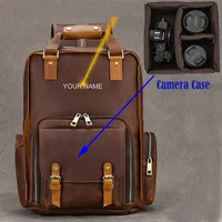 Crazy Horse Leather Men Backpack For Camera Big Capacity Travel Bagpack Man 15.6 inch Laptop Daypack Cow Leather Rucksack 1