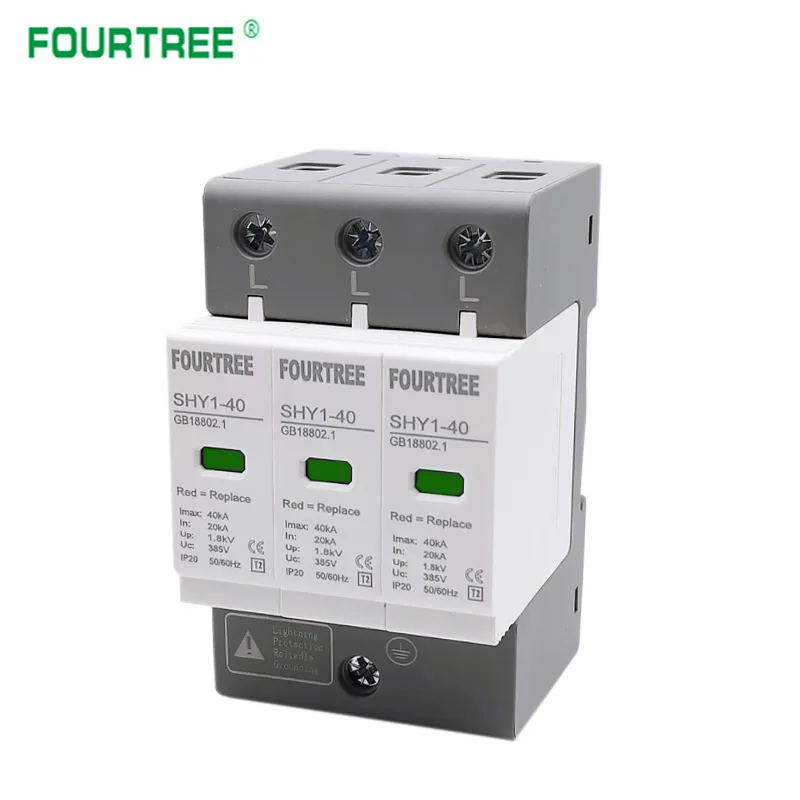 AC SPD Surge Protection 2P 3P 4P 10〜20KA/20〜40KA /30KA〜60KA House Lightning Protector Low-Voltage Arrester Protective Device surge protector