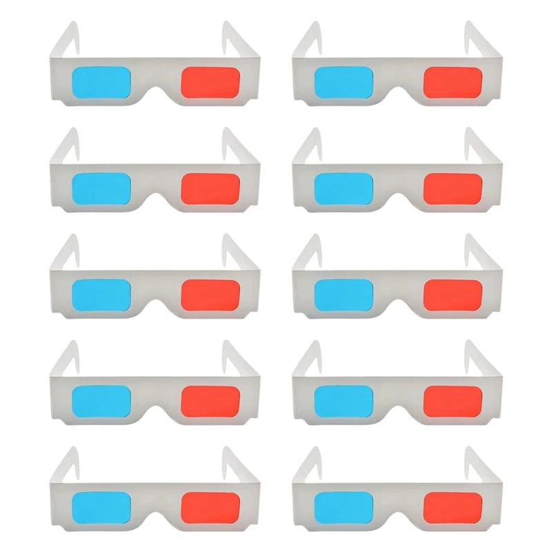 50pcs Universal Paper Anaglyph 3D Glasses Paper 3D Glasses View Anaglyph Red/Blue 3D Glass For Movie Video Card