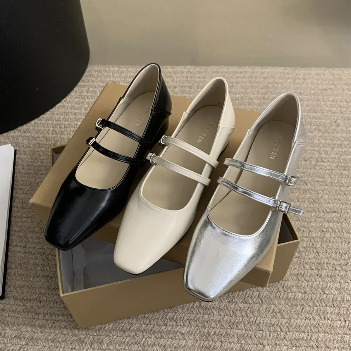 Fashion Square Toe Shallow Flat Shoes Women 2024 New Casual Mary Jane Shoes Ladies Soft Sole Dress Ballet Shoes Zapatos De Mujer 4
