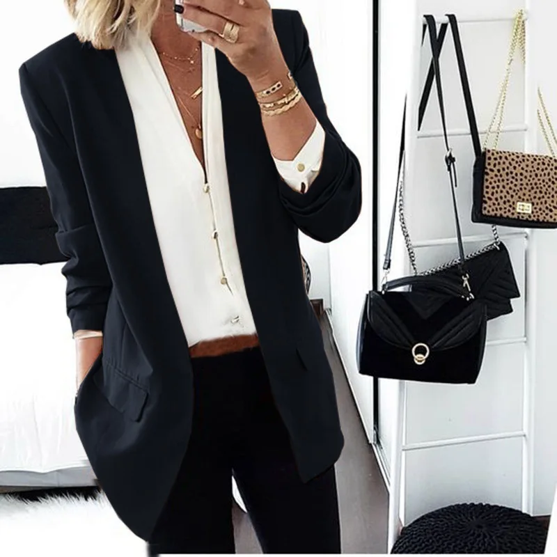 2023 Autumn and Winter Women's New Fashion Commuter Slim Fit Leisure Comfortable Versatile Solid Color Small Suit Coat