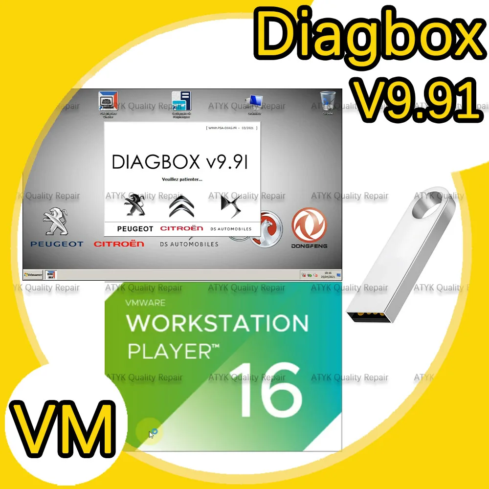 

Diagnostic software Diagbox V9.91 Virtual Machine Version for PP2000 diagbox 9.91 inspection tools tuning auto repair box new