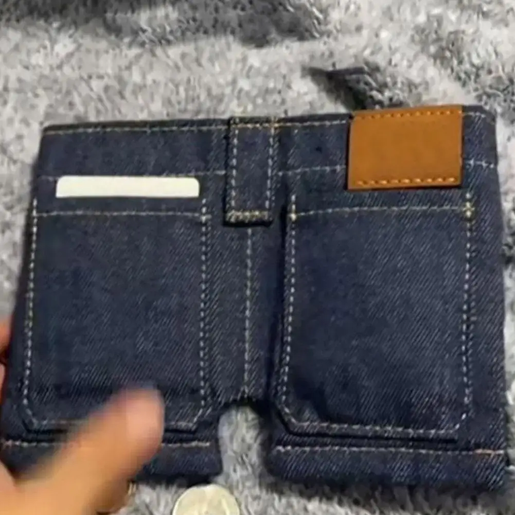 미니 청바지 지갑 접이식 청바지 모양 동전 지갑 카드 홀더 여성용 지갑 남성용 액세서리