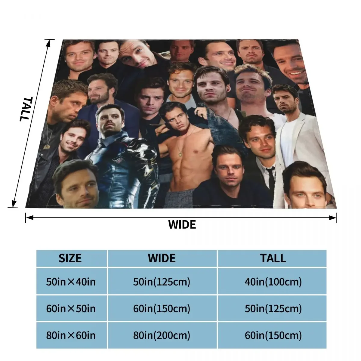 Sebastian Stan Collage Anime Blanket Fleece Textile Decor Breathable Lightweight Throw Blankets for Home Bedroom Quilt 6