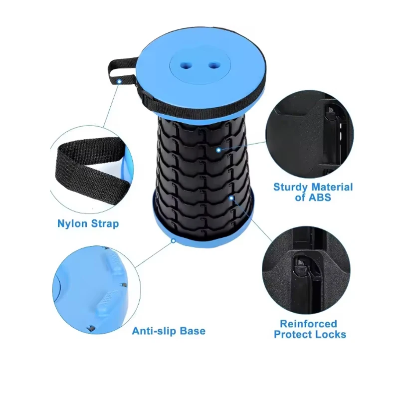 Folding Telescopic Stool Storage Stool Outdoor Travel Folding Adjustable Plastic Fishing