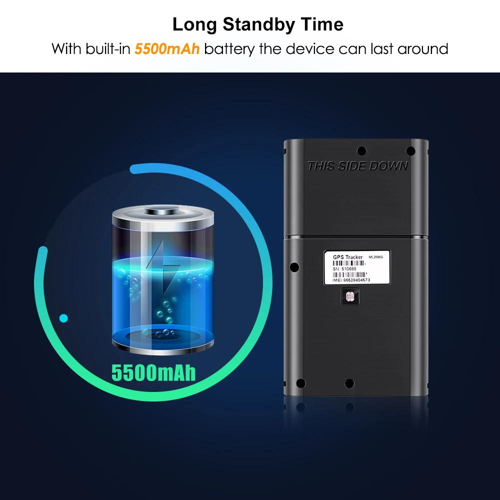 Wireless 4G Asset GPS Tracker 5500mAh Temperature Monitoring Fleet Management Car Tracking Device ML208G WIFI Positioning