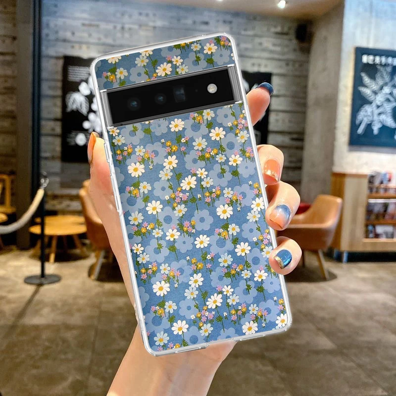 Clear TPU Transparent Phone Case with Floral Art Design