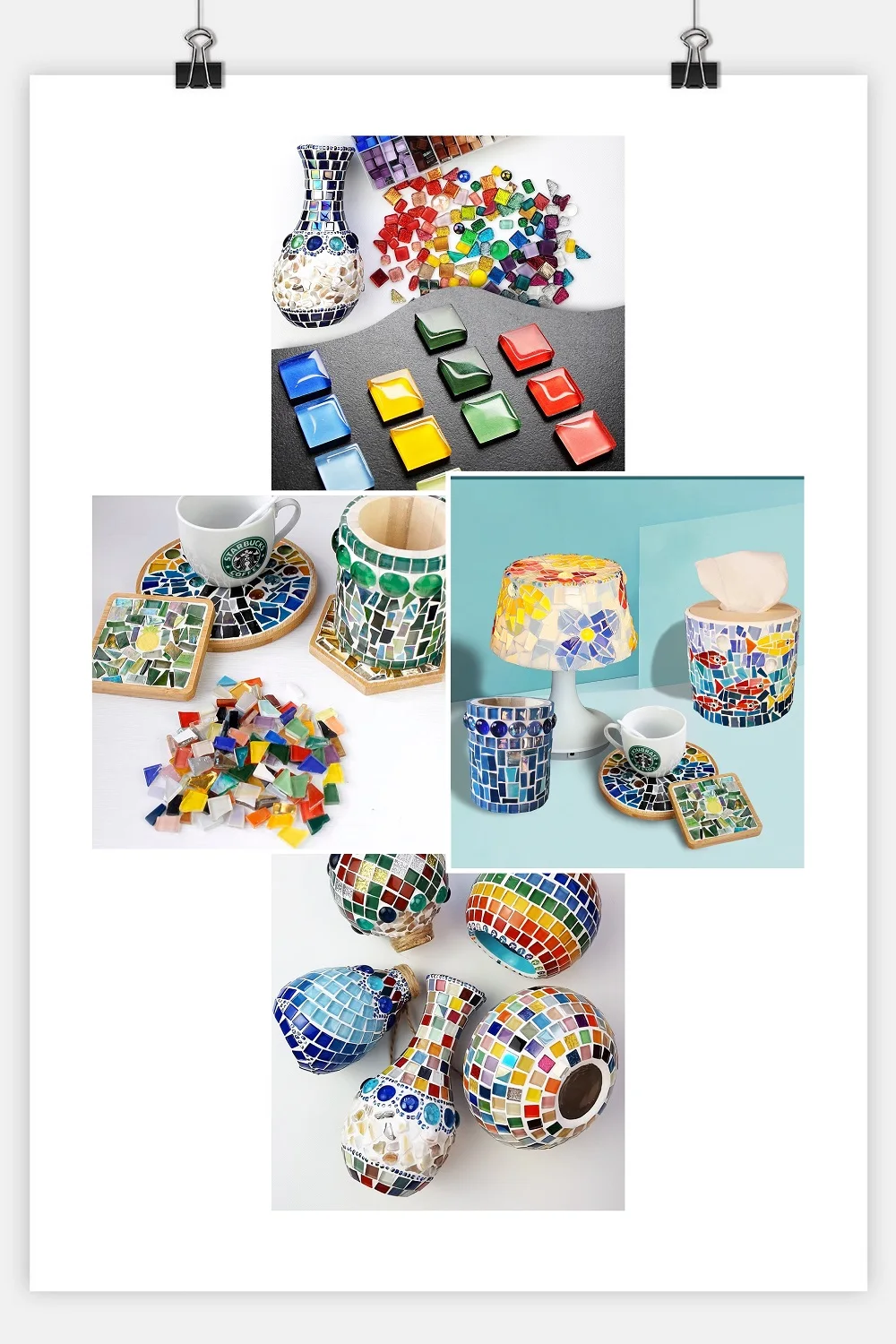 Handmade DIY Ceramic Mosaic Glass Tiles - Set of 50 Decorative Mirror Tiles with Colored Crystal Finish