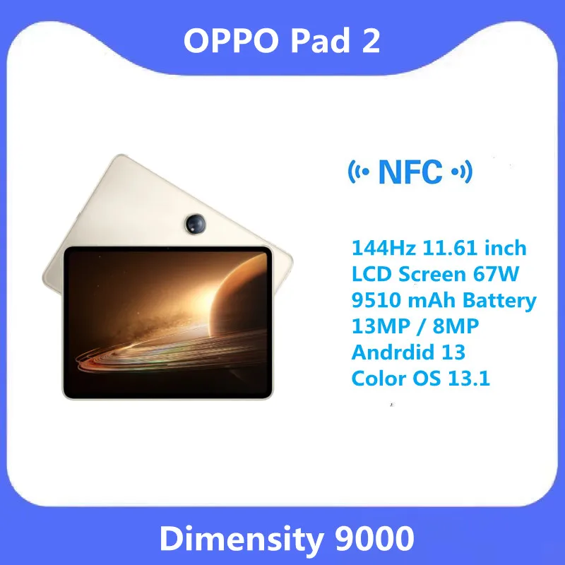 OPPO Pad 2 Tablet 8GB 256GB Dimenisy 9000 Octa Core 11.61'' 144Hz LCD  Display 13MP Camera 9510mAh Battery 67W Charger Tablet - AliExpress