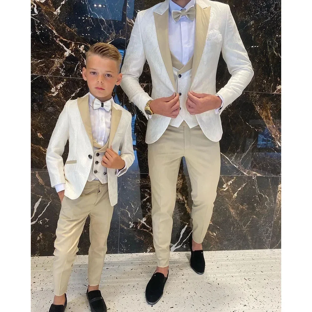 

Luxury Jacquard Men Suits 3 Piece Fashion Peak Lapel Slim Fit Wedding Tuxedo Party Prom Formal Male Suit (Blazer+Vest+Pants)