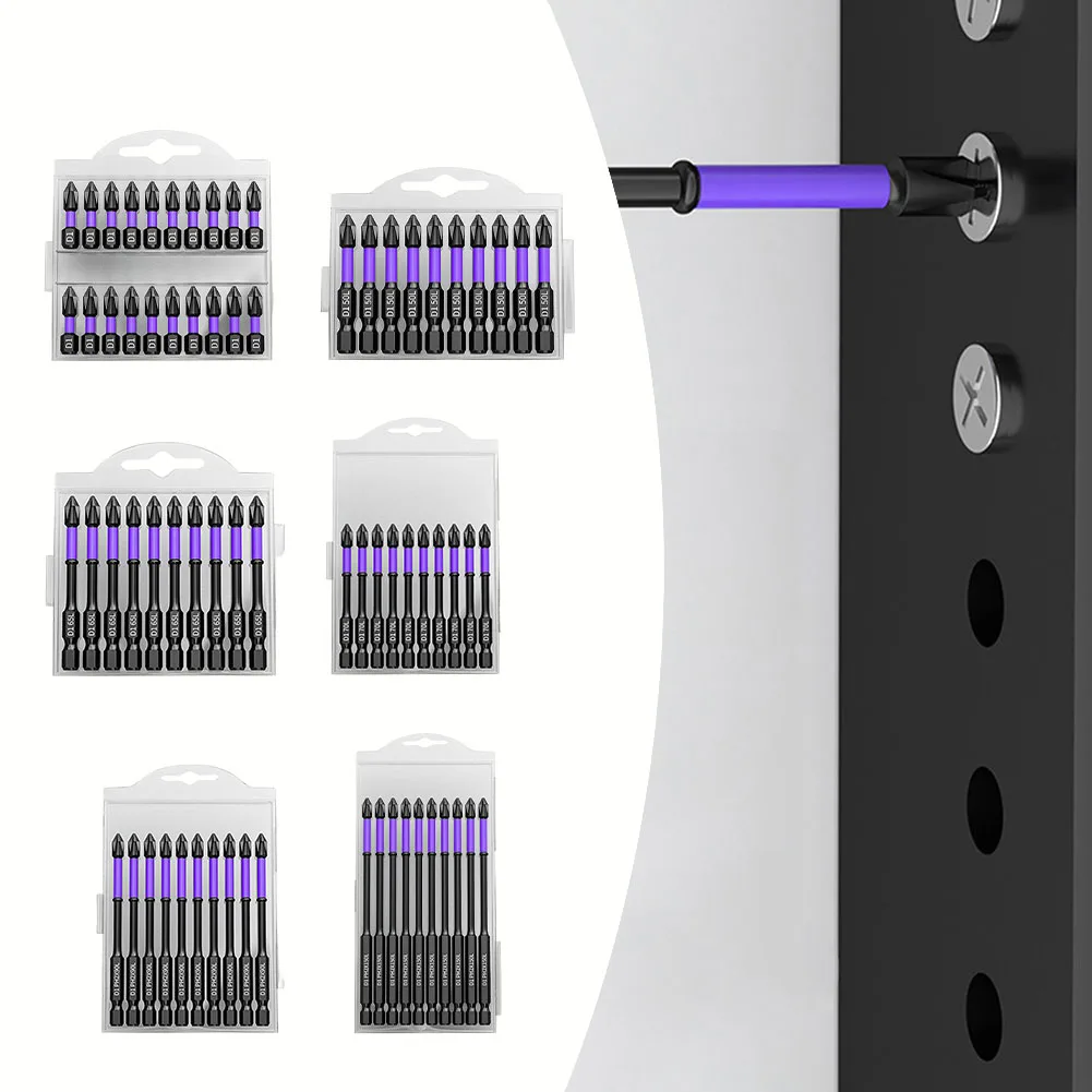 10/20 Stück PH2 Kreuzschraubendreher-Set, magnetischer Chargenkopf, Schlagbohrer, legierter Stahl, rutschfester Kreuzschraubendreher, 25/50/65/70/90 mm – Detail 3