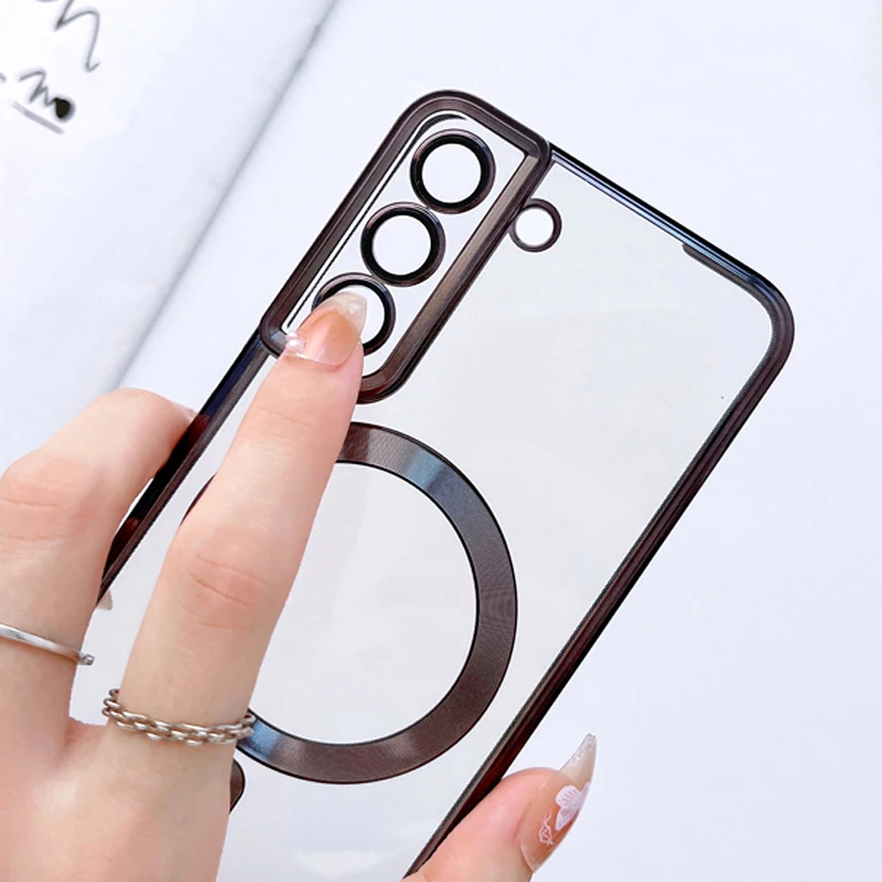 MagSafe-Compatible Transparent Soft Silicone Wireless Charging Case for Samsung Galaxy S22/S21 Series