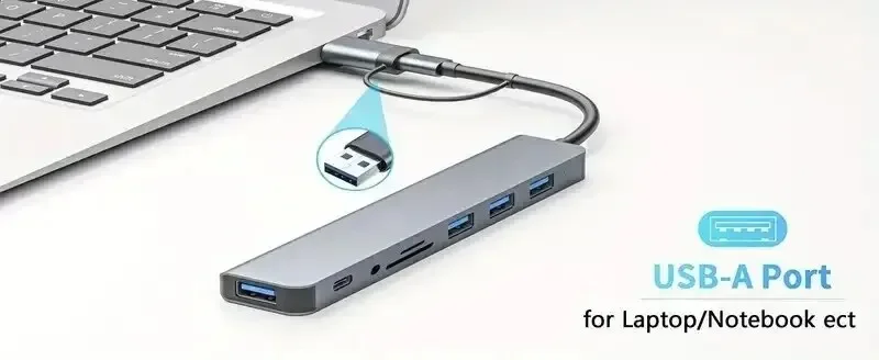 Hub 8 in 2 con splitter, lettore USB, porta C 3.0, 2.0, docking station per schede SD e TF._voghion.com