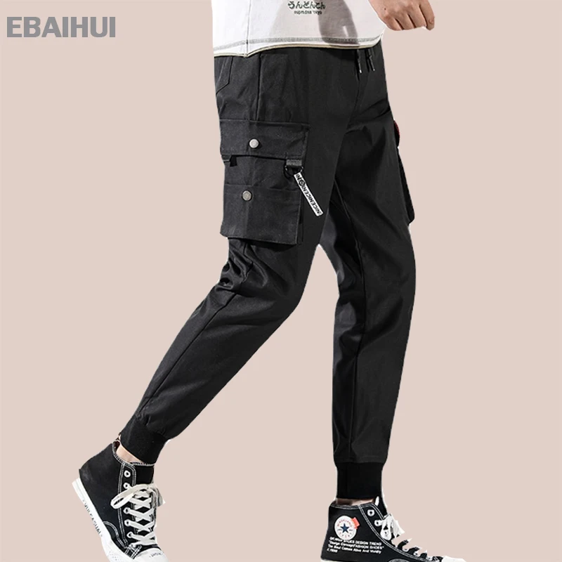 

EBAIHUI Men Harem Pant Solid Hip Hop Multi-pocket Cargo Pants Trousers New Summer Plus Size Male Casual Joggers Sweatpants